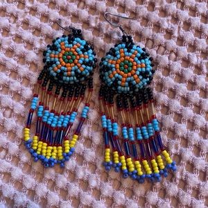 Colourful beaded tribal earrings